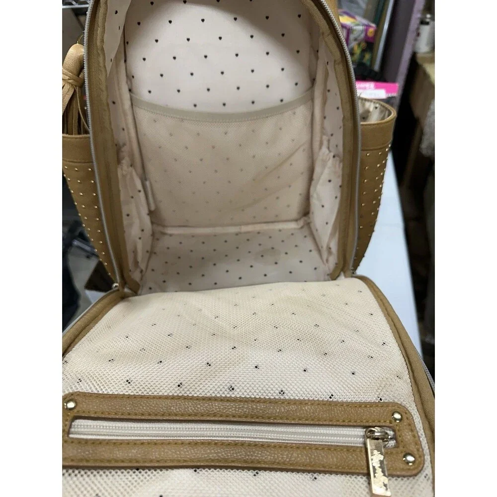 Itzy Ritzy Chelsea+Cole Studded Mini Diaper Bag Caramel Backpack Tan